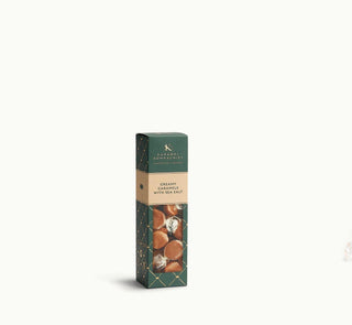 Gourmet flødekarameller med Læsø Sydesalt fra Karamel Kompagniet – håndlavet på Bornholm i plastikfri FSC-æske