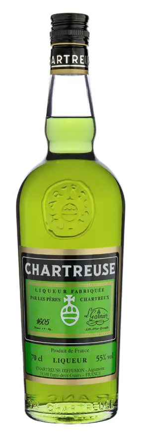 Grøn Chartreuse fransk urtelikør 70 cl med 130 botanicals og 55 procent alkohol