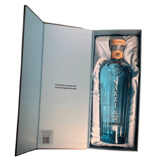 Saxzi One Gin 70 cl (41%) i eksklusiv gaveæske med silkepude – London Dry gin fra Grækenland